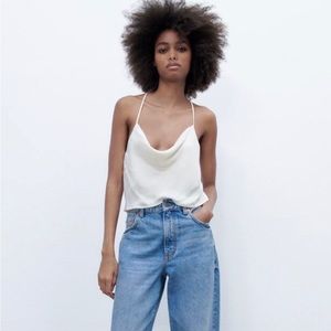 Zara Flowy Neckline Top - Oyster White
